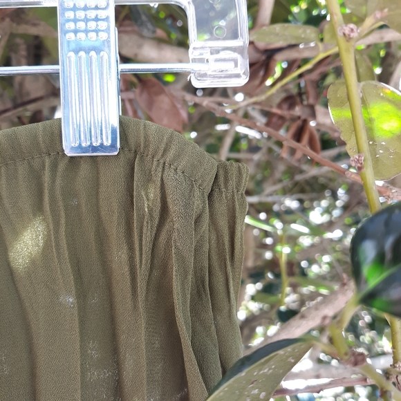 SLIM & SHEER OLIVE GREEN RUFFLED MAXI SKIRT - Picture 3 of 6